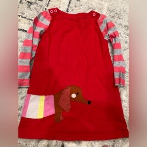 Mini Boden 2-3 Girl's Pink Dog Appliqué Dress